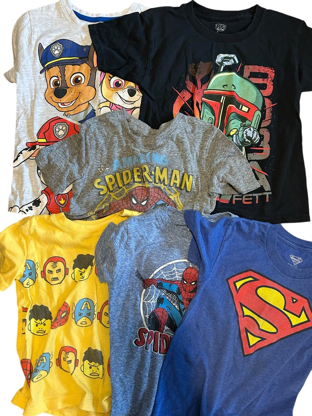 Graphic Tshirt Bundle Shirt bundle paw patrol spiderman superman sizes 4 and 5